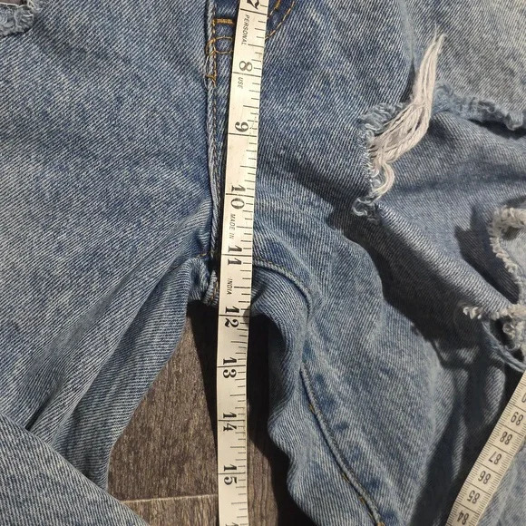 Nasty Gal Mom Jeans Women's Size 8 Distressed Slit Ankle Light Wash Relaxed - Picture 5 of 10